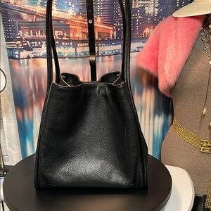 Elegant Black Leather Tote Bag